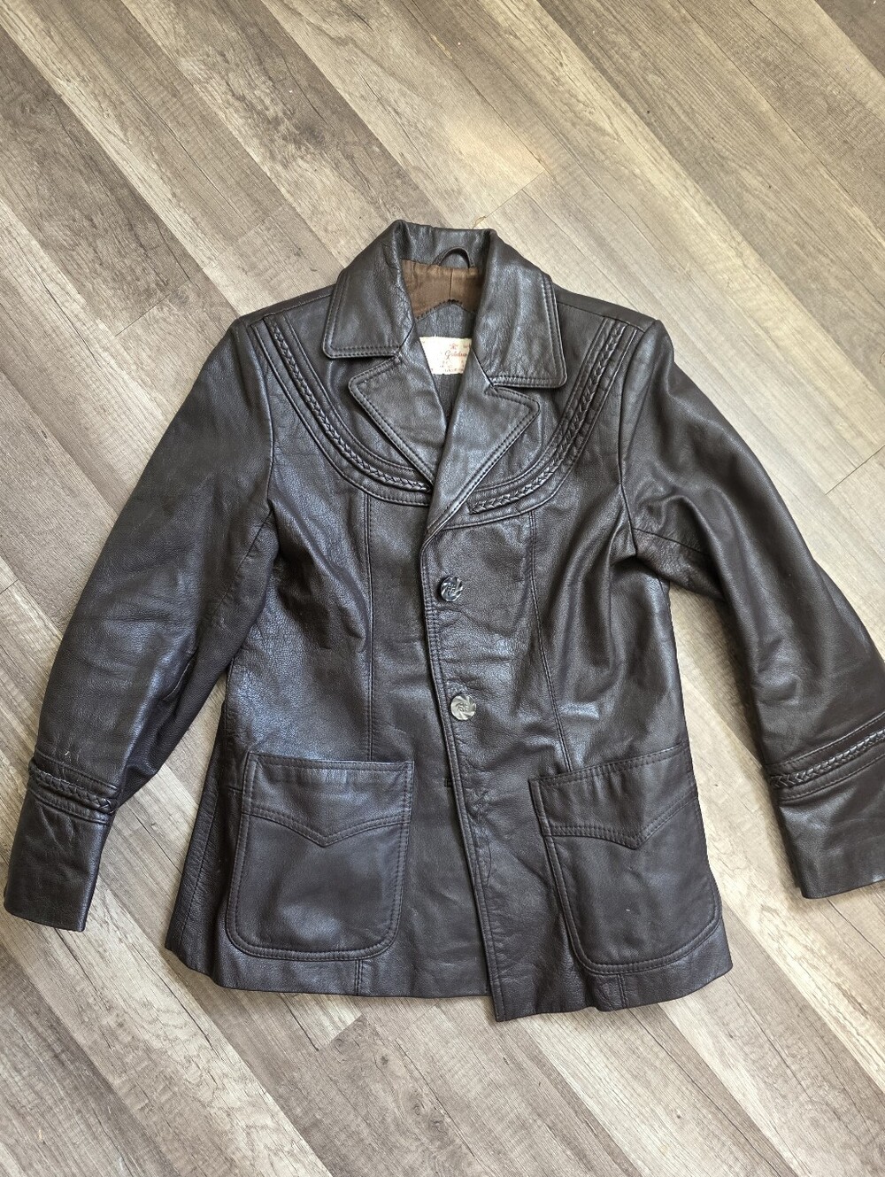 Classy Vintage 70s 90s Brown Leather Jacket Blazer Buffy Whimsigoth Heritage Y2K